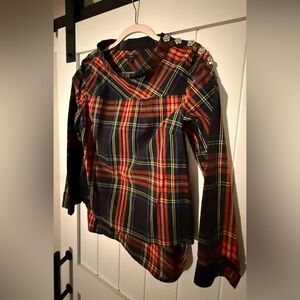 J. Crew tartan funnel neck top